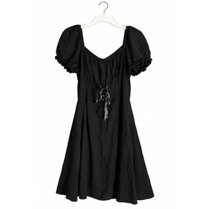 Hot Topic Black Corset Puff Sleeve Dress XL Goth Ren Faire Witchy Pockets